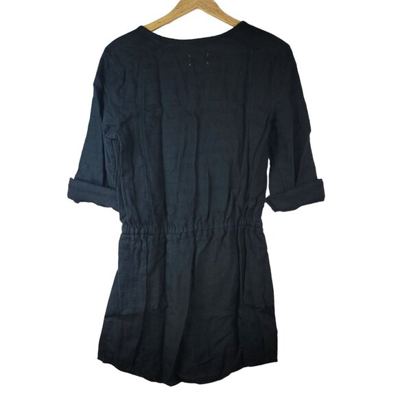 Lou & Grey Mini Dress Black Small 100% Cotton Pocket Roll Tab Lace Up Drawstring - Picture 7 of 9